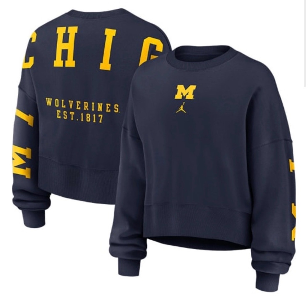 NIKE MICHIGAN WOLVERINES WOMENS BLUE PHOENIX CREW SWEATSHIRT sz S